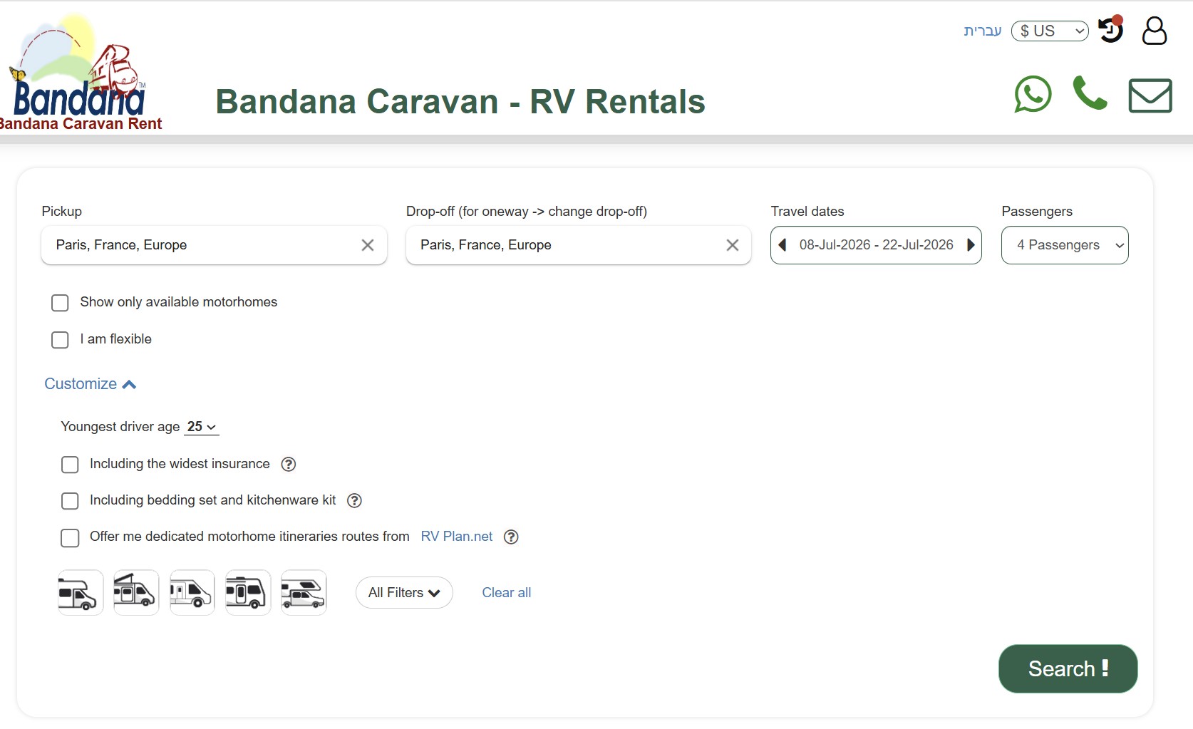 Looking to rent a Camper Van for a family trip with children to Portugal